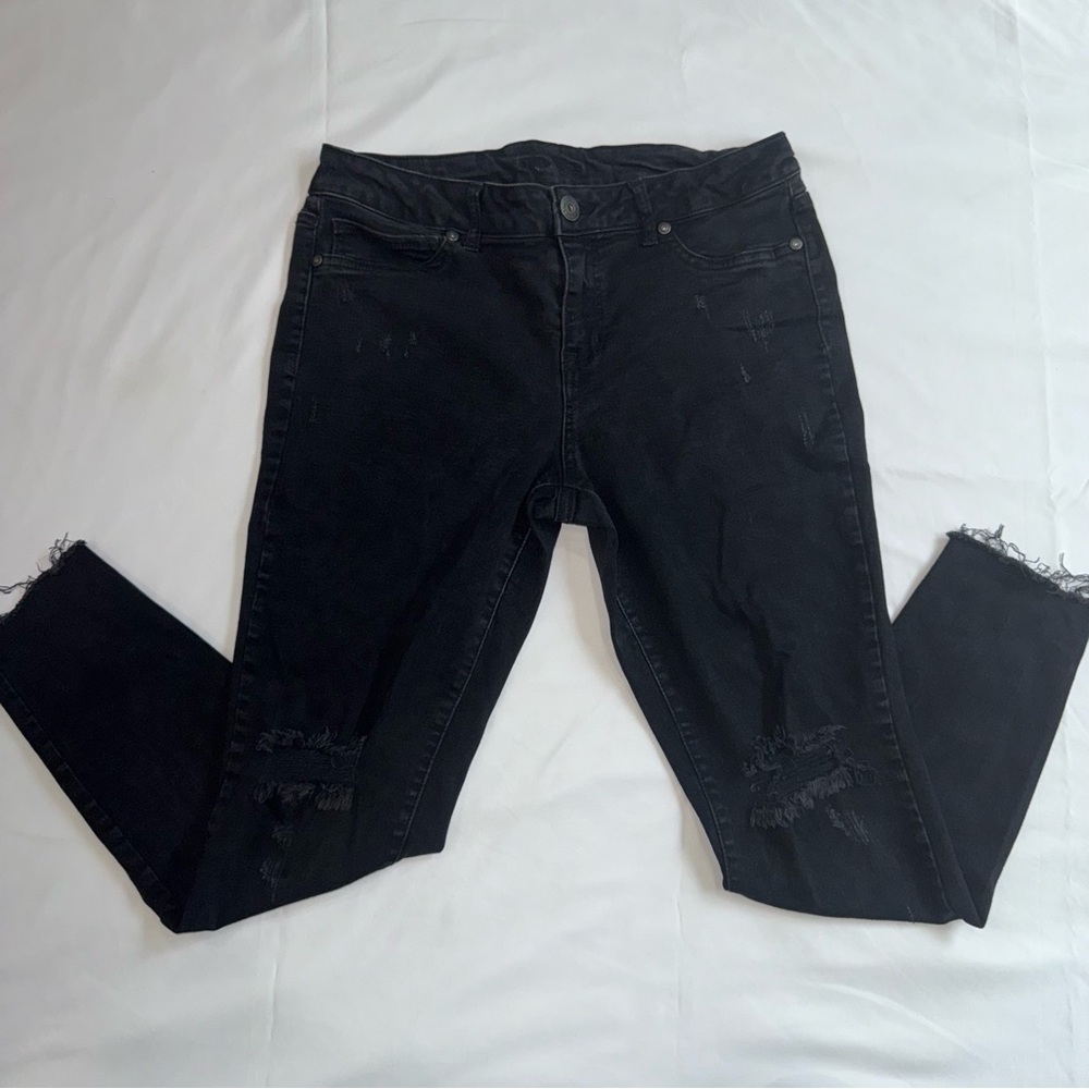 Maurices Black Distressed Skinny Jeans